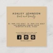 Moderne Minimalistische Imitate Gold Foil Black Quadratische Visitenkarte (Rückseite)