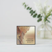 Moderne Minimalistische Imitate Gold Foil Black Quadratische Visitenkarte (Stehend Vorderseite)