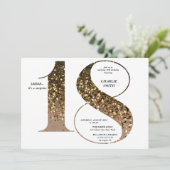 Moderne minimalistische Imitate Gold Glitzer 18. G Einladung (Stehend Vorderseite)