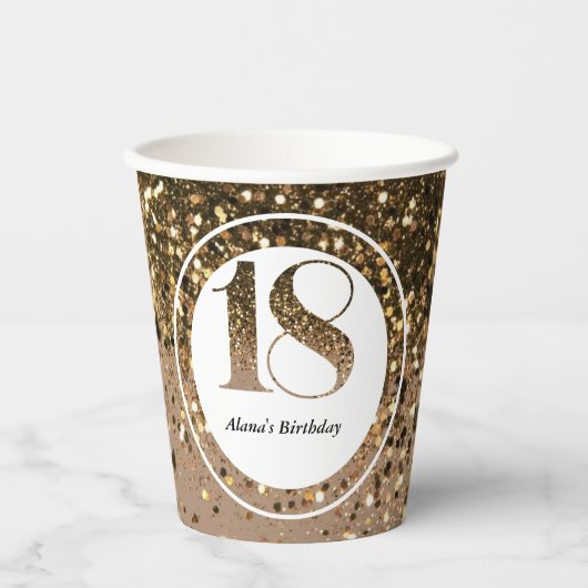 Moderne minimalistische Imitate Gold Glitzer 18. G Pappbecher (Vorderseite)