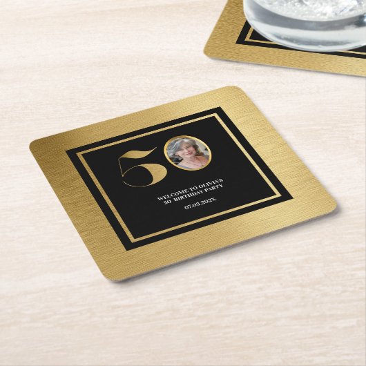 Moderne minimalistische Imitate Gold Glitzer 50. G Rechteckiger Pappuntersetzer (angewinkelt)