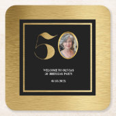 Moderne minimalistische Imitate Gold Glitzer 50. G Rechteckiger Pappuntersetzer (Vorderseite)