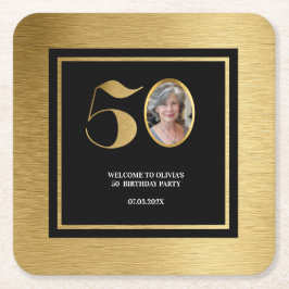 Moderne minimalistische Imitate Gold Glitzer 50. G Rechteckiger Pappuntersetzer