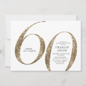 Moderne minimalistische Imitate Gold Glitzer 60. G Einladung (Vorderseite)