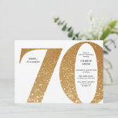 Moderne minimalistische Imitate Gold Glitzer 70. G Einladung (Stehend Vorderseite)