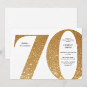 Moderne minimalistische Imitate Gold Glitzer 70. G Einladung (Vorne/Hinten)