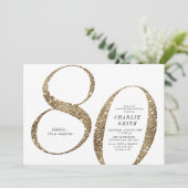 Moderne minimalistische Imitate Gold Glitzer 80. G Einladung (Stehend Vorderseite)