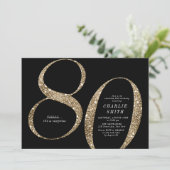Moderne minimalistische Imitate Gold Glitzer 80. G Einladung (Stehend Vorderseite)