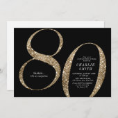 Moderne minimalistische Imitate Gold Glitzer 80. G Einladung (Vorne/Hinten)