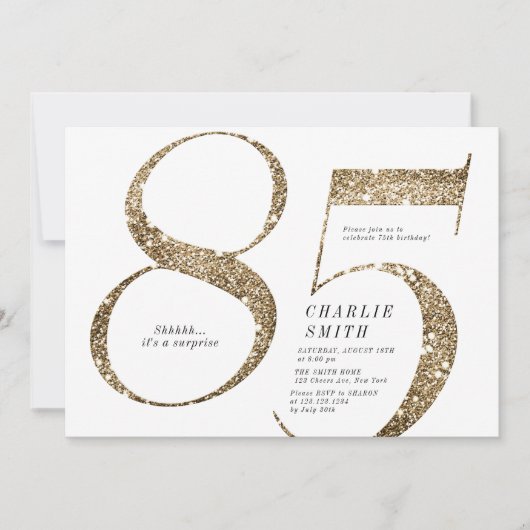 Moderne minimalistische Imitate Gold Glitzer 85. G Einladung (Vorderseite)