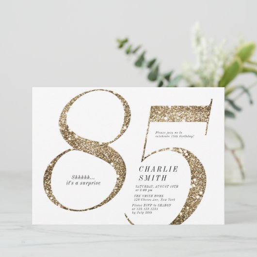 Moderne minimalistische Imitate Gold Glitzer 85. G Einladung (Stehend Vorderseite)