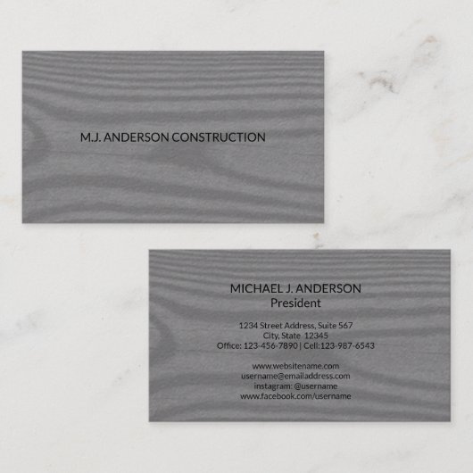 Moderne Minimalistische Imitate Rustikales Holz El Visitenkarte (Vorne/Hinten)