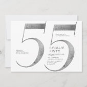 Moderne minimalistische Imitate Silber 55. Geburts Einladung (Vorderseite)