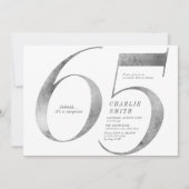 Moderne minimalistische Imitate Silber 65. Geburts Einladung (Vorderseite)