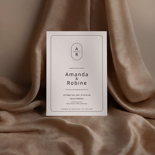 Moderne Minimalistische Initialen für Hochzeitsfei Einladung