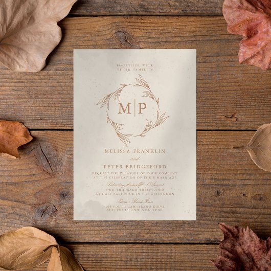 Moderne Minimalistische Initialen Hochzeit Einladung