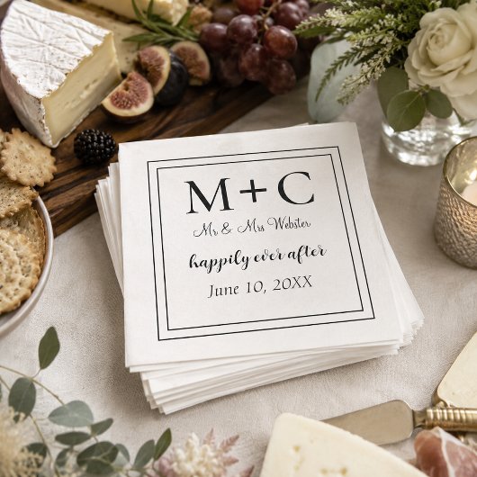 Moderne Minimalistische Initialen Hochzeit Serviette