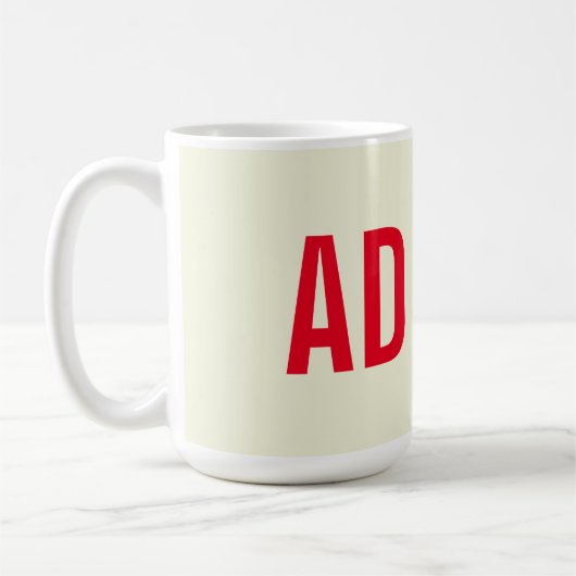 Moderne Minimalistische Initialen Rotes Monogramm Kaffeetasse (Links)