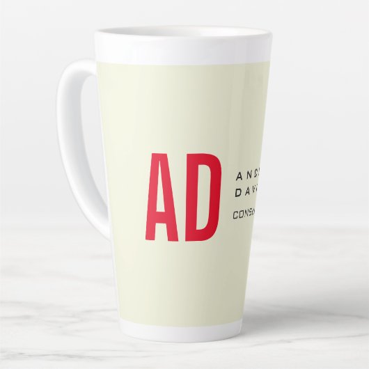 Moderne Minimalistische Initialen Rotes Monogramm Milchtasse (Linke Ecke)