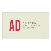 Moderne Minimalistische Initialen Rotes Monogramm Namenschild (Vorderseite)