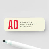 Moderne Minimalistische Initialen Rotes Monogramm Namensschild (Beispiel)