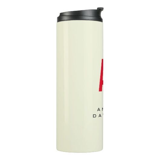 Moderne Minimalistische Initialen Rotes Monogramm  Thermosbecher (Nach links gedreht)