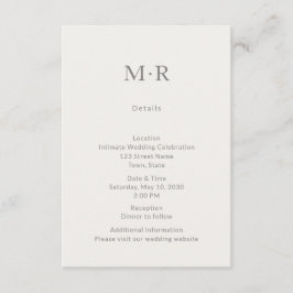 Moderne Minimalistische Intime Hochzeitsdetails Ka Begleitkarte