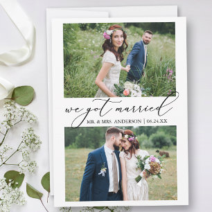 Moderne Minimalistische Kalligrafie 2 Foto Wedding Ankündigung