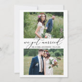 Moderne Minimalistische Kalligrafie 2 Foto Wedding Ankündigung (Vorderseite)