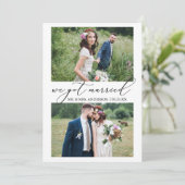 Moderne Minimalistische Kalligrafie 2 Foto Wedding Ankündigung (Stehend Vorderseite)