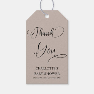 Moderne minimalistische Kalligrafie-Baby-Party Geschenkanhänger
