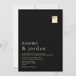 Moderne Minimalistische Kalligrafie Black Wedding  Einladung