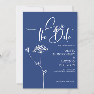 Moderne Minimalistische Kalligrafie Cobalt Wedding Save The Date