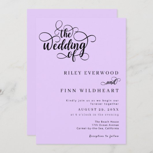 Moderne Minimalistische Kalligrafie Einladung (Vorne/Hinten)