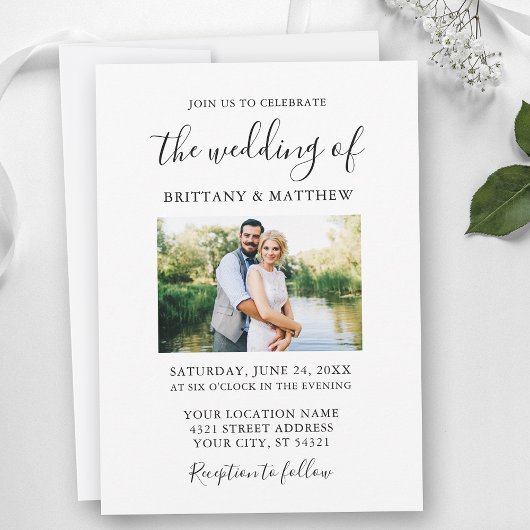 Moderne Minimalistische Kalligrafie - Foto Hochzei Einladung