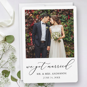 Moderne Minimalistische Kalligrafie-Foto-Hochzeit Ankündigung