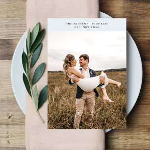 Moderne minimalistische Kalligrafie-Foto-Hochzeit Dankeskarte