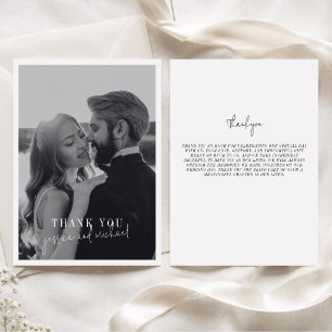 Moderne minimalistische Kalligrafie-Foto-Hochzeit Dankeskarte