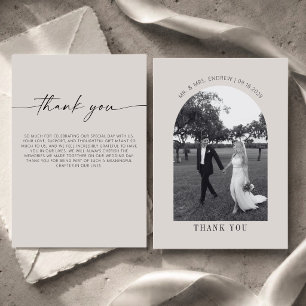 Moderne minimalistische Kalligrafie-Foto-Hochzeit Dankeskarte