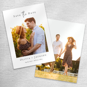 Moderne minimalistische Kalligrafie-Foto-Hochzeit Save The Date