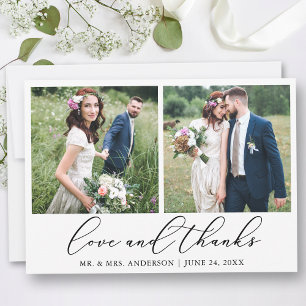 Moderne minimalistische Kalligrafie-Hochzeit 2 Fot Dankeskarte