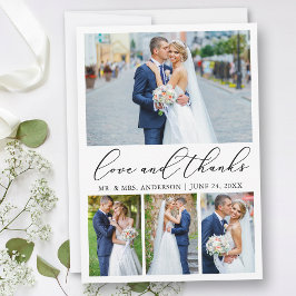 Moderne Minimalistische Kalligrafie Hochzeit 4 Fot Dankeskarte