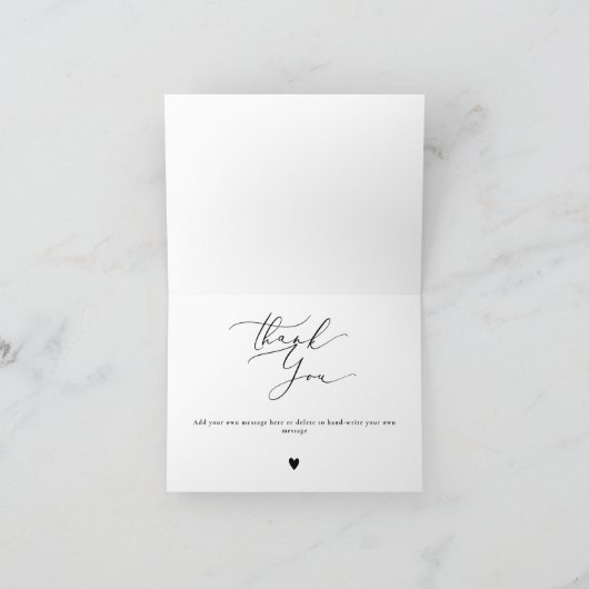 Moderne Minimalistische Kalligrafie-Hochzeit Dankeskarte (Innenseite)