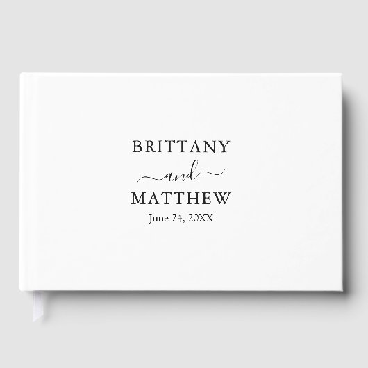 Moderne Minimalistische Kalligrafie-Hochzeit Gästebuch (Vorderseite)