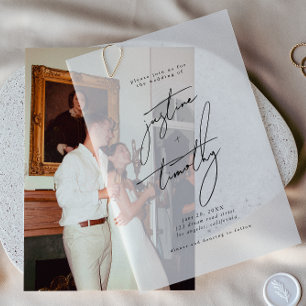 Moderne Minimalistische Kalligrafie-Hochzeit Pergament Einladungen