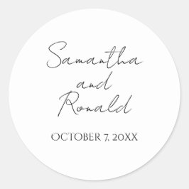 Moderne Minimalistische Kalligrafie-Hochzeit Runder Aufkleber