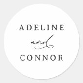 Moderne Minimalistische Kalligrafie-Hochzeit Runder Aufkleber (Vorderseite)