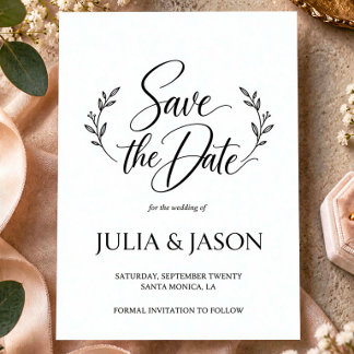 Moderne Minimalistische Kalligrafie Hochzeit "Save Save The Date