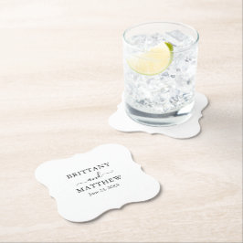 Moderne Minimalistische Kalligrafie-Hochzeit Untersetzer