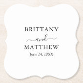 Moderne Minimalistische Kalligrafie-Hochzeit Untersetzer (Vorderseite)